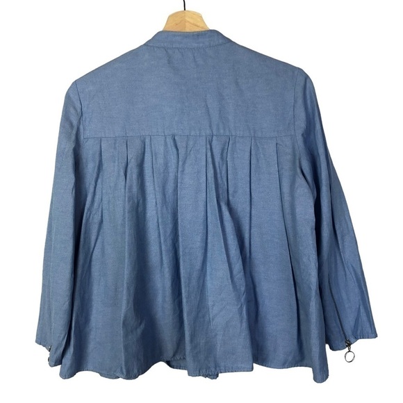Zara Light Blue Ruffle Tiered Long Sleeve Blouse M - Picture 3 of 5